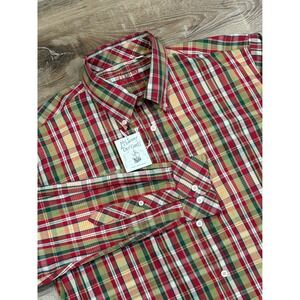 McIlhenny Dry Goods Tabasco Mens M Rough Rider Plaid Sport Shirt Scarlett MM380